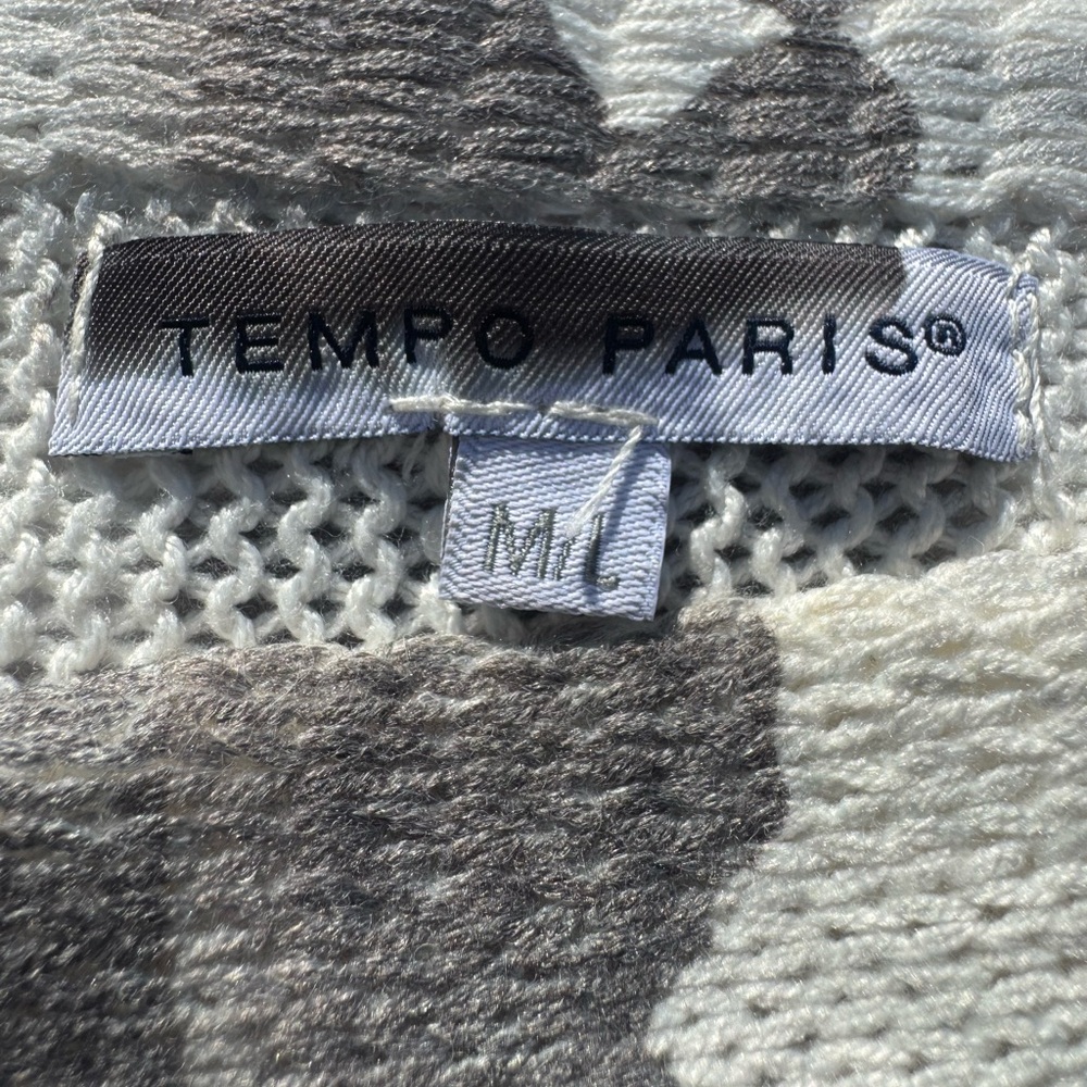 Tempo Paris Brown and Blue Patterned Crewneck Sweater - Picture 4 of 4